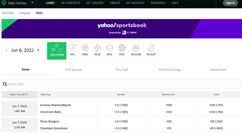 Yahoo DFS Betting Screenshot 3