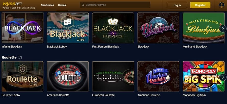 WynnBet Casino Screenshot 1