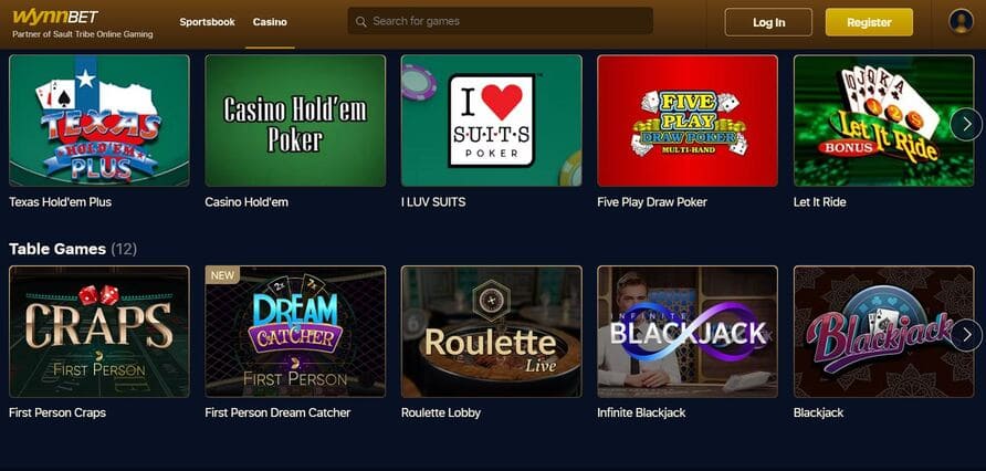 WynnBet Casino Screenshot 2