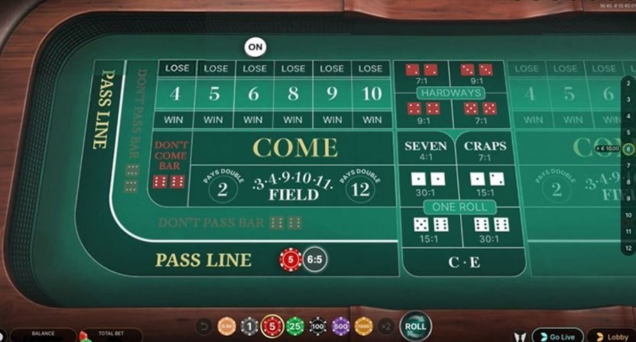 WynnBet craps game screenshot