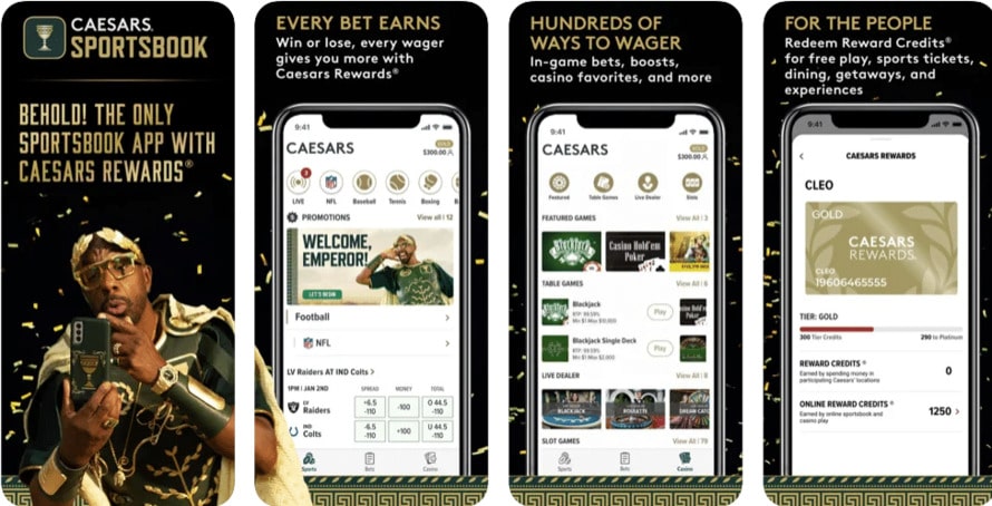 Caesars betting app screenshot