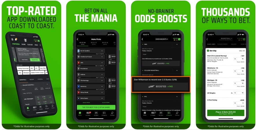 DraftKings betting app screenshot