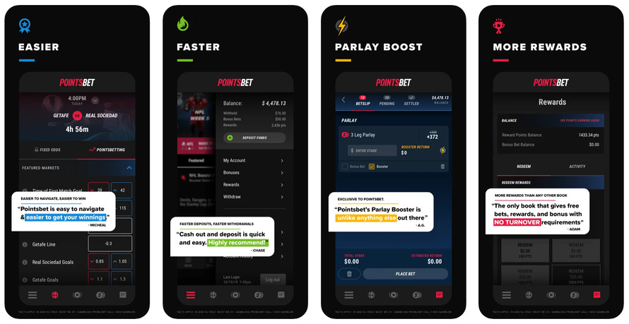 PointsBet betting app screenshot