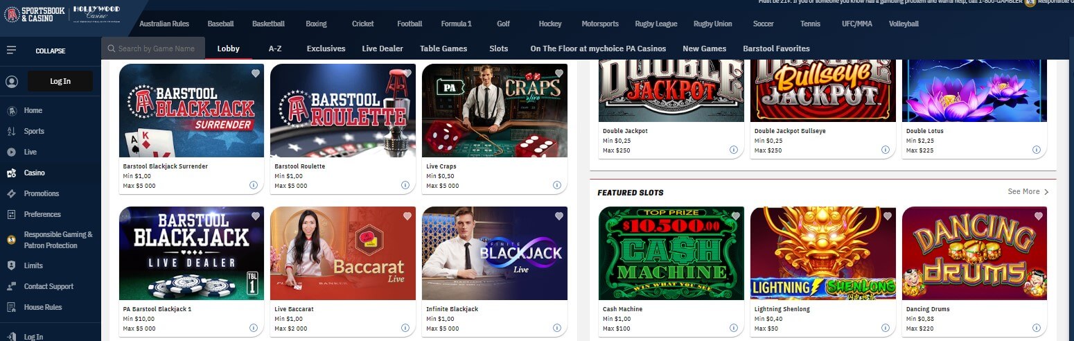 Barstool Michigan Casino game